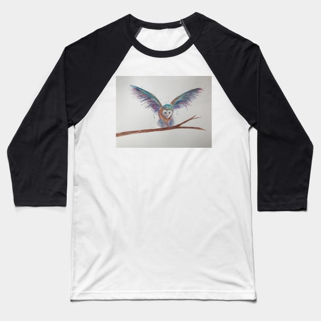 Owl landing Baseball T-Shirt by Juliejart